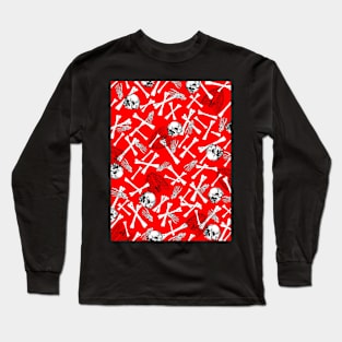 Happy Halloween Red Skeleton Bones Long Sleeve T-Shirt